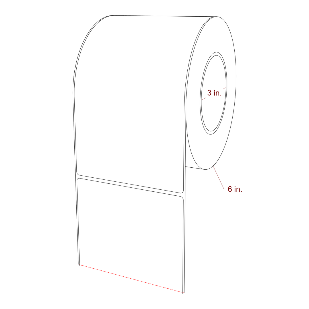 4.5 Inch x 7.75 Inch Rectangle Inkjet Label Roll - 3 Inch Core - 6 Inch Roll OD - 3D Perspective