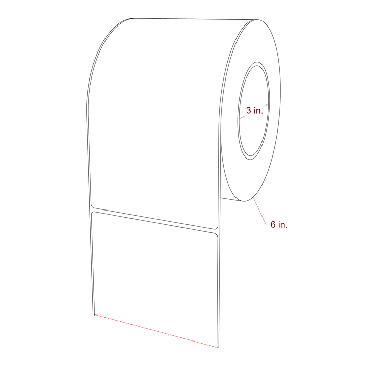 4.5 Inch x 7.75 Inch Rectangle Inkjet Label Roll - 3 Inch Core - 6 Inch Roll OD - 3D Perspective
