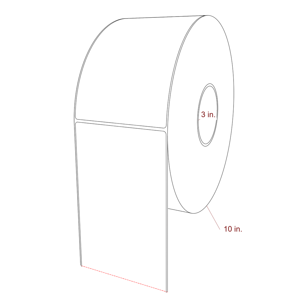 4.5 Inch x 7 Inch Rectangle Inkjet Label Roll - 3 Inch Core - 10 Inch Roll OD - 3D Perspective