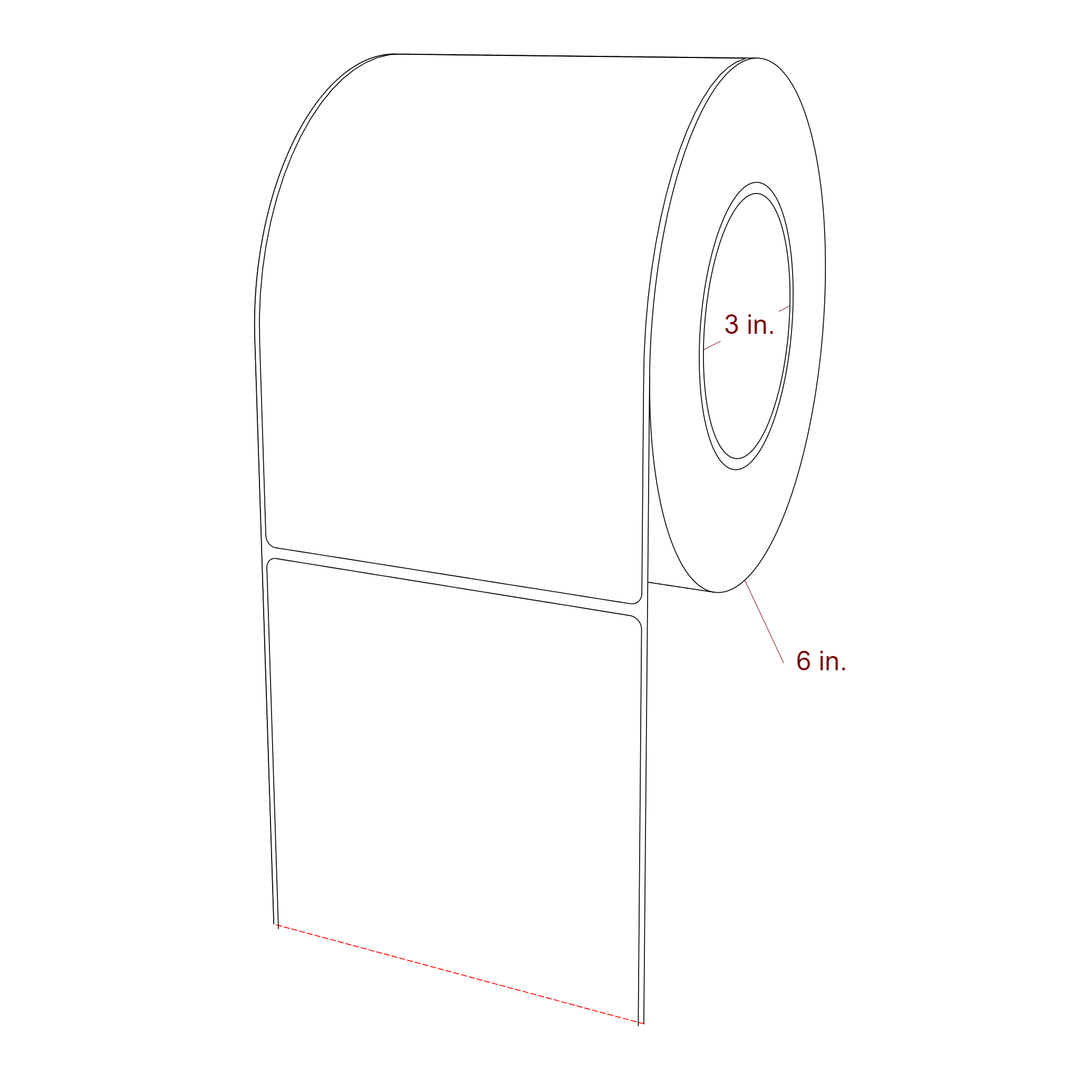 4.5 Inch x 7 Inch Rectangle Inkjet Label Roll - 3 Inch Core - 6 Inch Roll OD - 3D Perspective