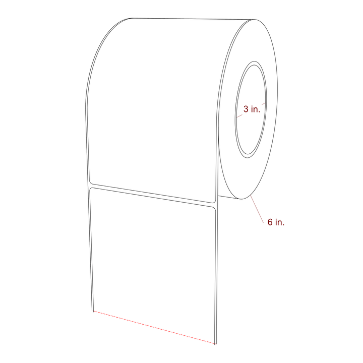 4.5 Inch x 7 Inch Rectangle Inkjet Label Roll - 3 Inch Core - 6 Inch Roll OD - 3D Perspective