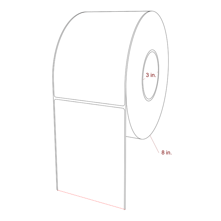 4.5 Inch x 7 Inch Rectangle Inkjet Label Roll - 3 Inch Core - 8 Inch Roll OD - 3D Perspective