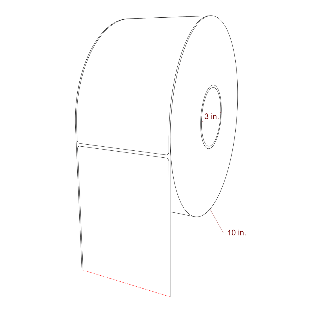 4.5 Inch x 8 Inch Rectangle Inkjet Label Roll - 3 Inch Core - 10 Inch Roll OD - 3D Perspective
