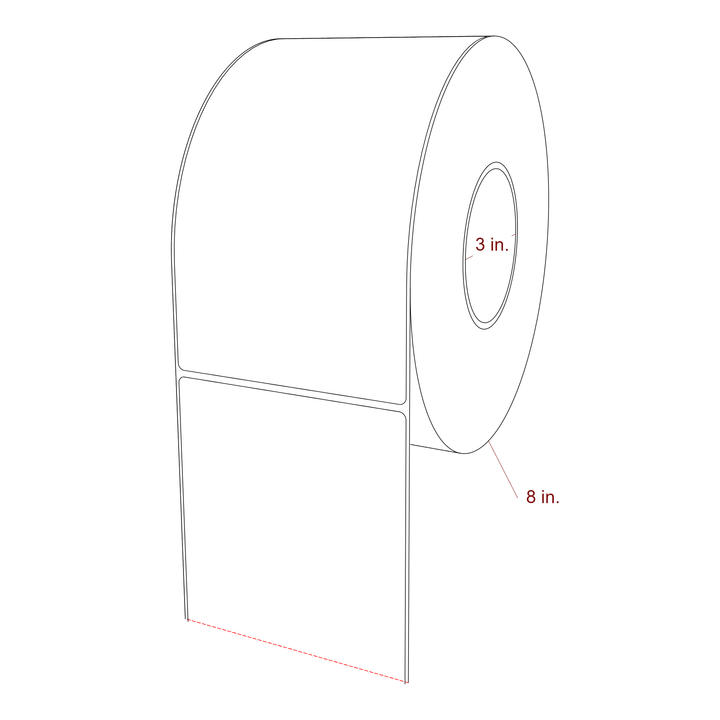 4.5 Inch x 8 Inch Rectangle Inkjet Label Roll - 3 Inch Core - 8 Inch Roll OD - 3D Perspective