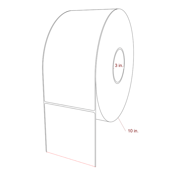 4.5 Inch x 9.75 Inch Rectangle Inkjet Label Roll - 3 Inch Core - 10 Inch Roll OD - 3D Perspective