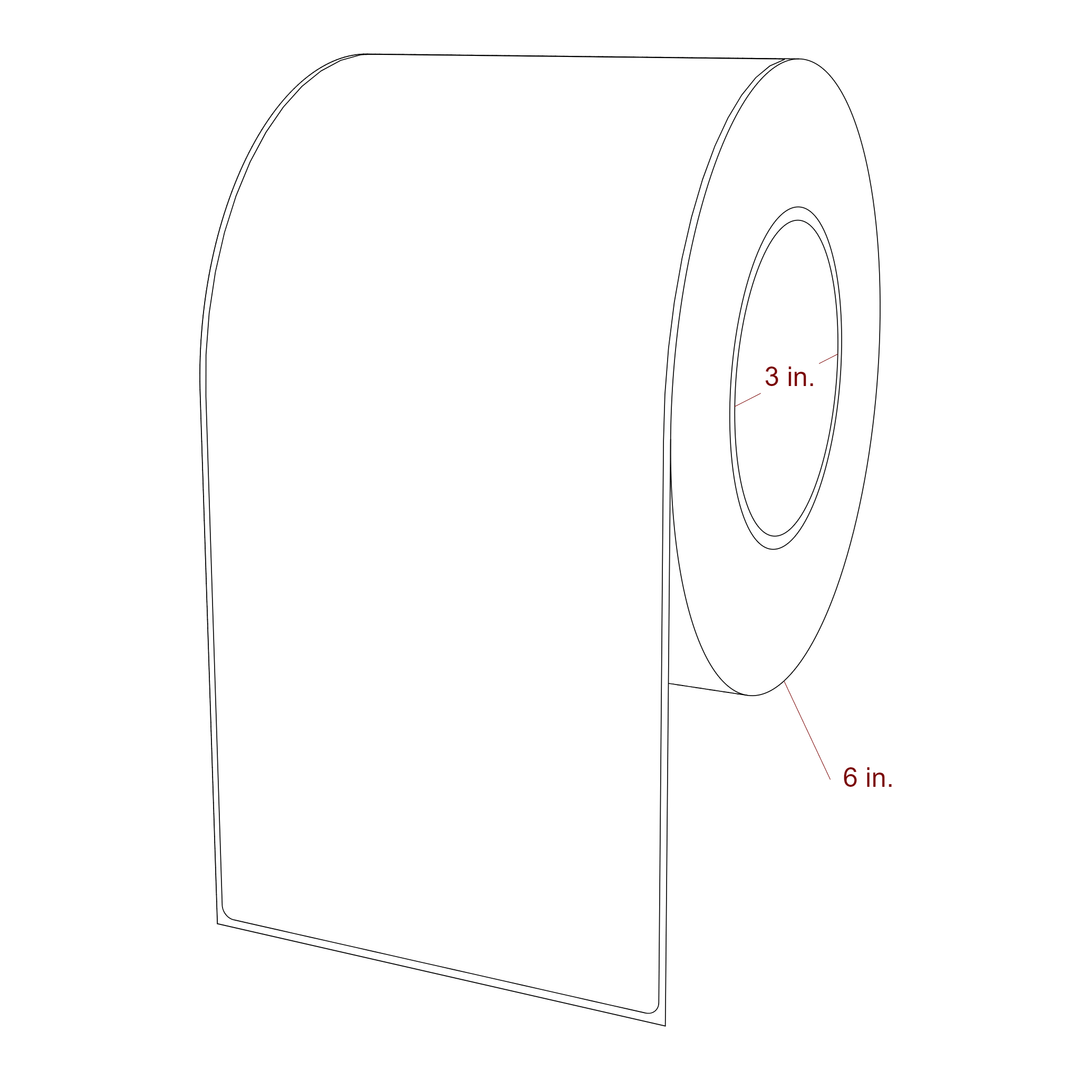 4.5 Inch x 9.75 Inch Rectangle Inkjet Label Roll - 3 Inch Core - 6 Inch Roll OD - 3D Perspective