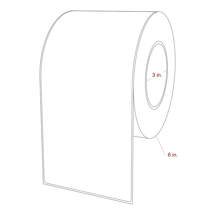 4.5 Inch x 9.75 Inch Rectangle Inkjet Label Roll - 3 Inch Core - 6 Inch Roll OD - 3D Perspective