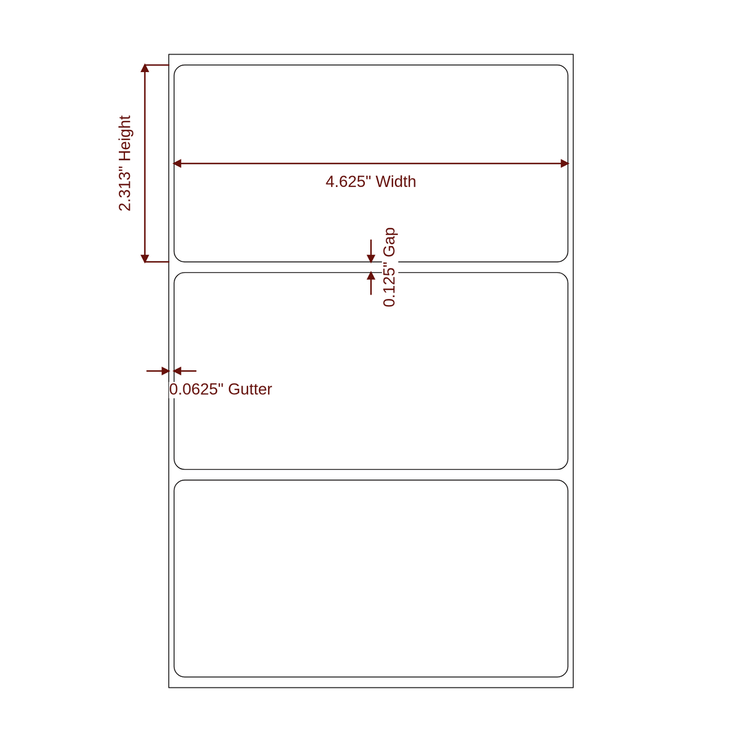 4.625" x 2.3125" Rectangle Roll for Epson ColorWorks, VIPColor & Primera Printers; 4.625" x 2.3125" Rectangle Label Diagram