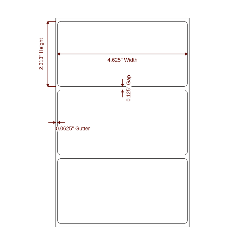 4.625" x 2.3125" Inkjet Label Rolls | Fits Epson ColorWorks, VIPColor & Primera - Label Diagram