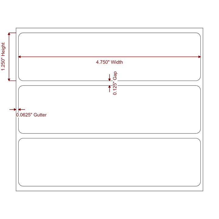 4.75 Inch x 1.25 Inch Rectangle Inkjet Label Roll - 2D Drawing