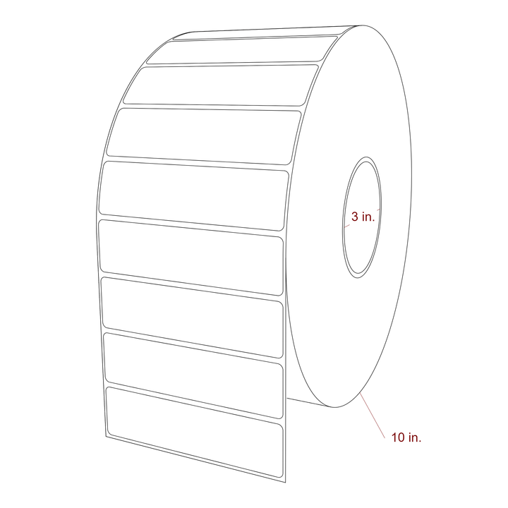 4.75 Inch x 1.25 Inch Rectangle Inkjet Label Roll - 3 Inch Core - 10 Inch Roll OD - 3D Perspective