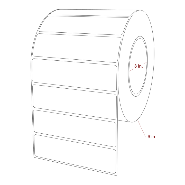 4.75 Inch x 1.25 Inch Rectangle Inkjet Label Roll - 3 Inch Core - 6 Inch Roll OD - 3D Perspective