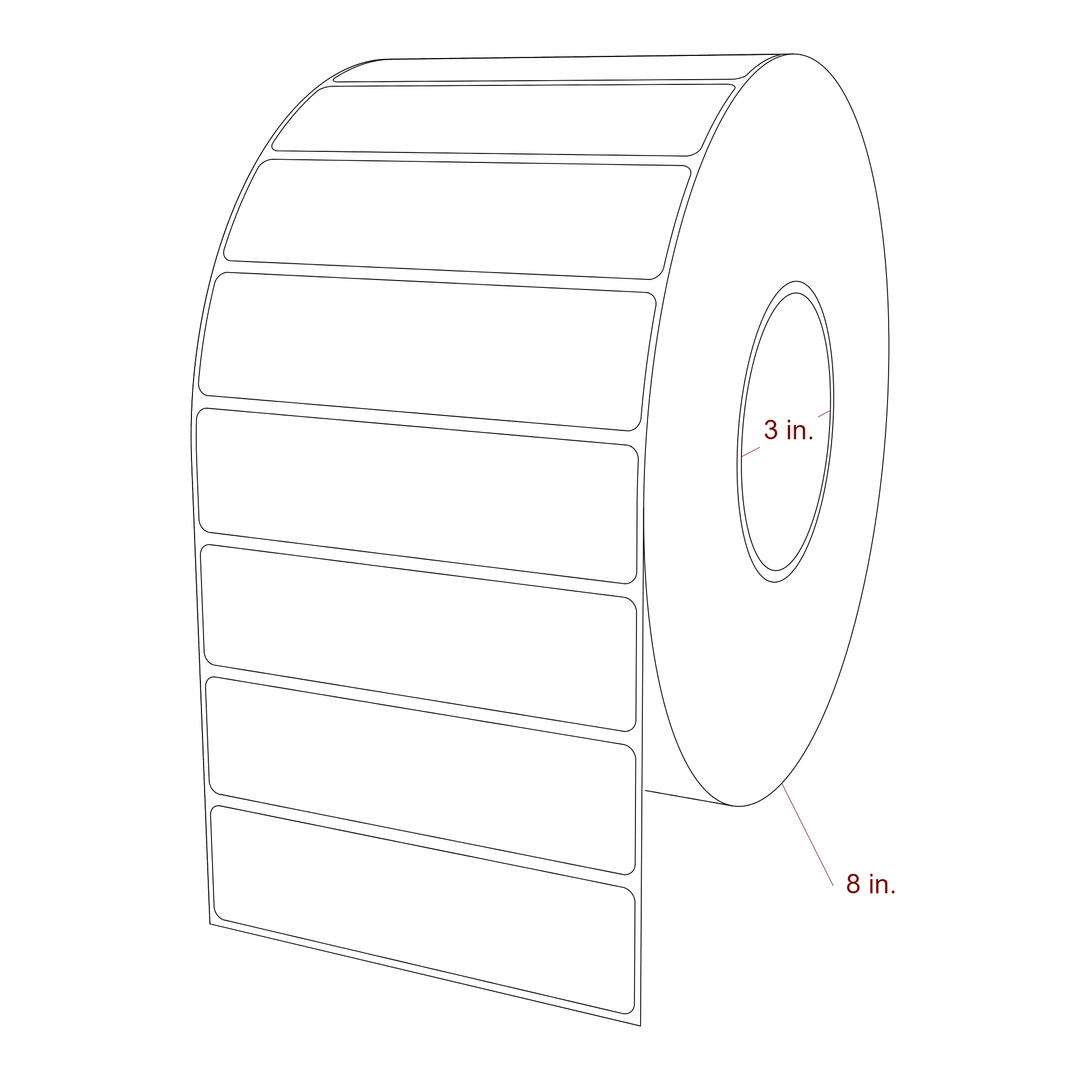 4.75 Inch x 1.25 Inch Rectangle Inkjet Label Roll - 3 Inch Core - 8 Inch Roll OD - 3D Perspective