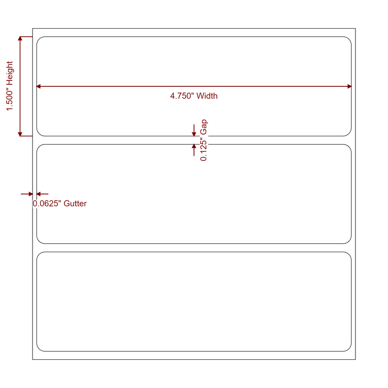 4.75" x 1.5" Inkjet Label Rolls | Fits Epson ColorWorks, VIPColor & Primera - Label Diagram