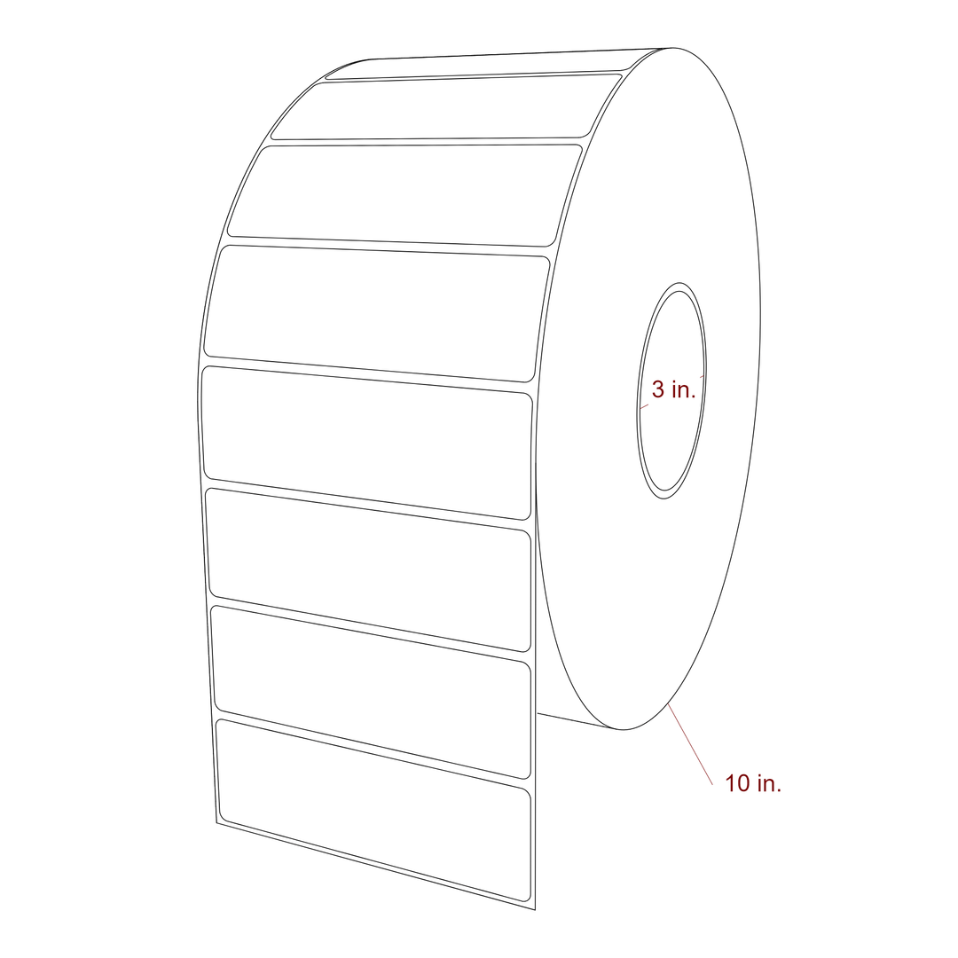 4.75 Inch x 1.5 Inch Rectangle Inkjet Label Roll - 3 Inch Core - 10 Inch Roll OD - 3D Perspective