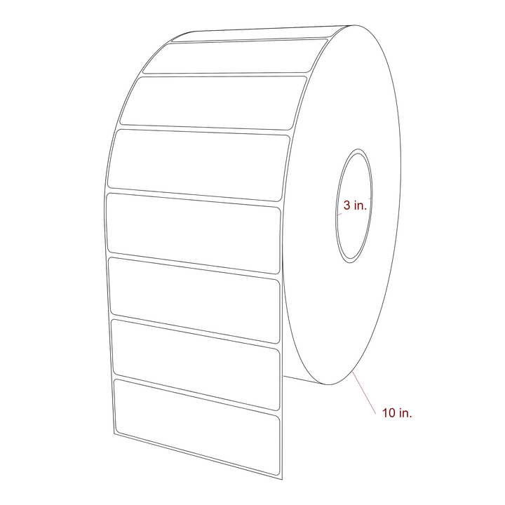 4.75 Inch x 1.5 Inch Rectangle Inkjet Label Roll - 3 Inch Core - 10 Inch Roll OD - 3D Perspective