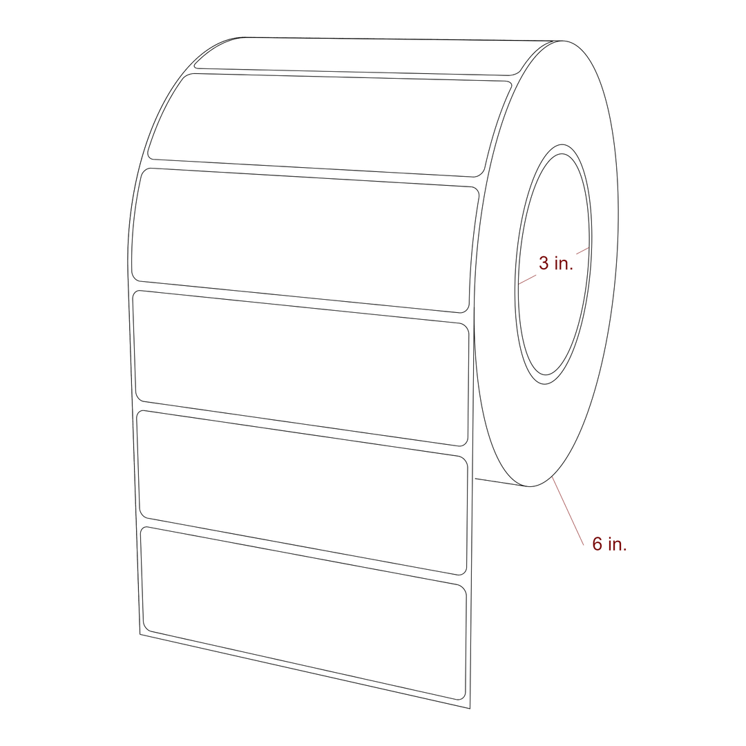 4.75 Inch x 1.5 Inch Rectangle Inkjet Label Roll - 3 Inch Core - 6 Inch Roll OD - 3D Perspective