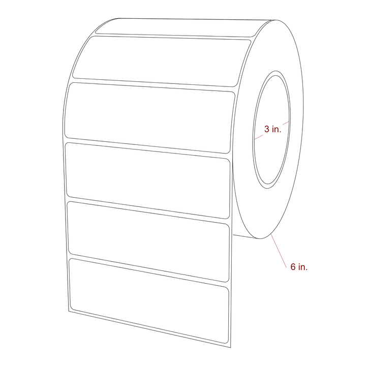 4.75 Inch x 1.5 Inch Rectangle Inkjet Label Roll - 3 Inch Core - 6 Inch Roll OD - 3D Perspective