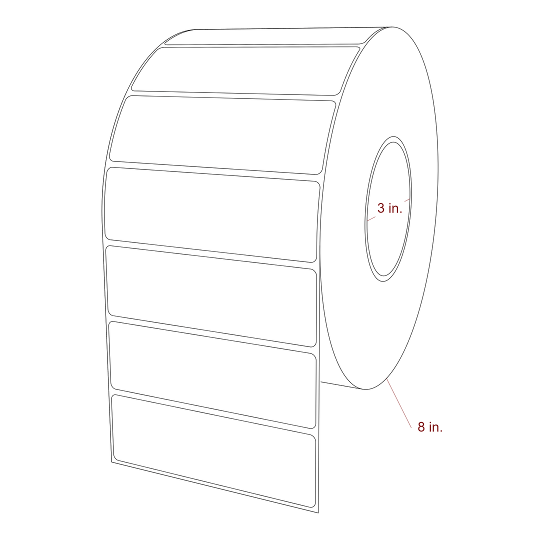 4.75 Inch x 1.5 Inch Rectangle Inkjet Label Roll - 3 Inch Core - 8 Inch Roll OD - 3D Perspective