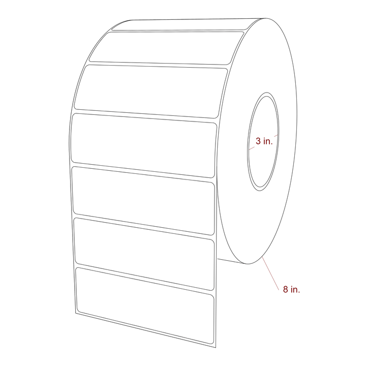 4.75 Inch x 1.5 Inch Rectangle Inkjet Label Roll - 3 Inch Core - 8 Inch Roll OD - 3D Perspective