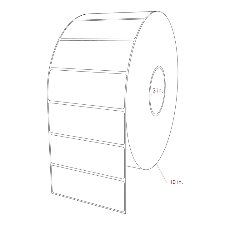 4.75 Inch x 1.75 Inch Rectangle Inkjet Label Roll - 3 Inch Core - 10 Inch Roll OD - 3D Perspective