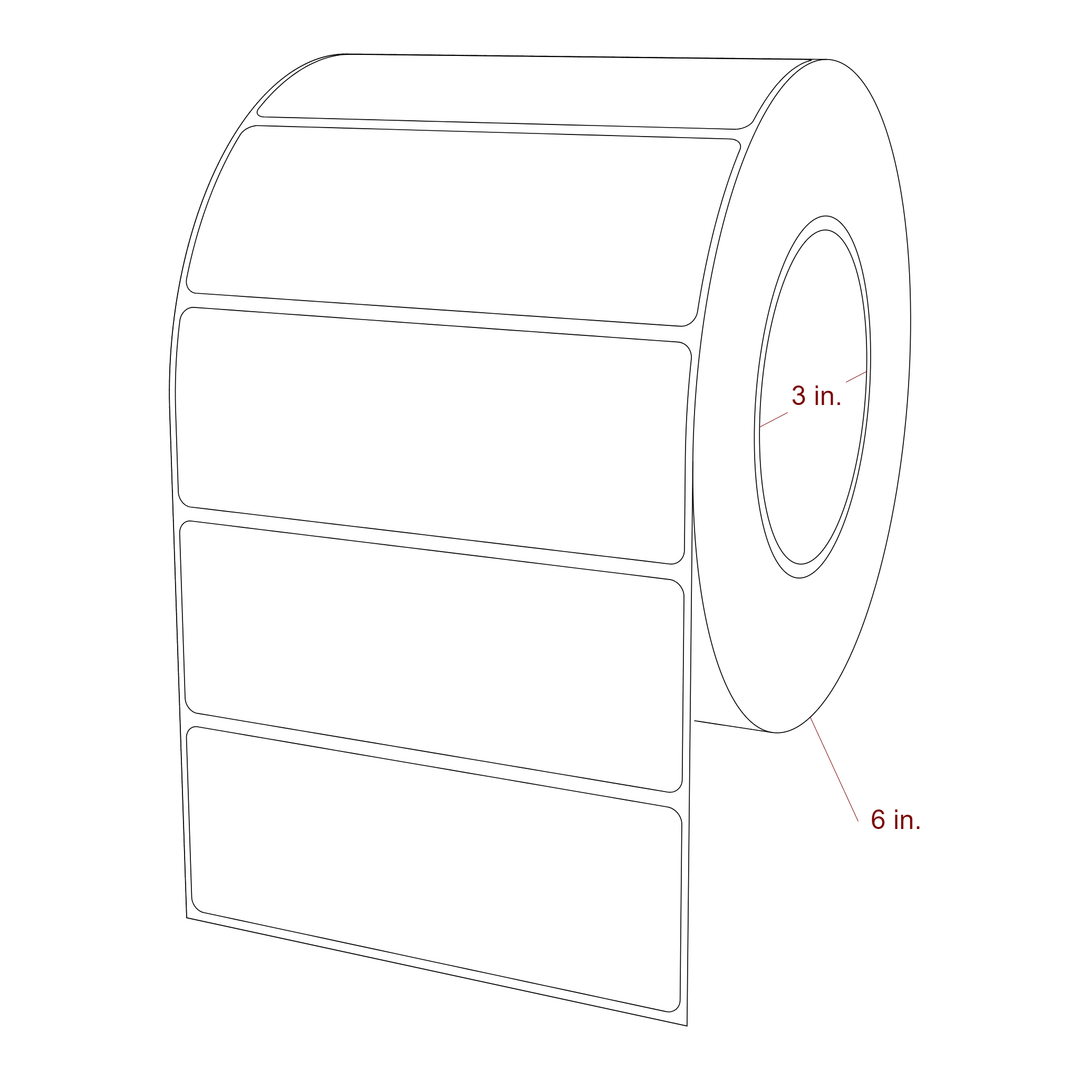 4.75 Inch x 1.75 Inch Rectangle Inkjet Label Roll - 3 Inch Core - 6 Inch Roll OD - 3D Perspective