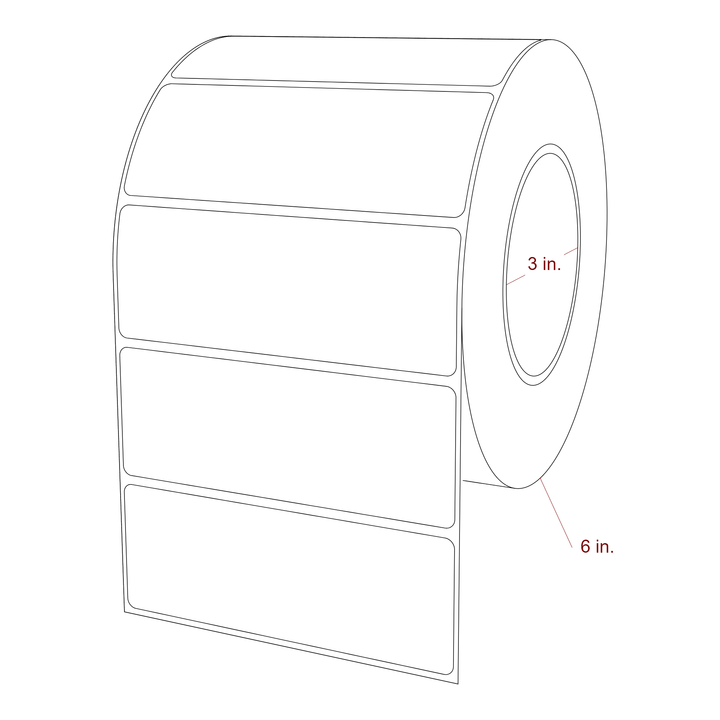 4.75 Inch x 1.75 Inch Rectangle Inkjet Label Roll - 3 Inch Core - 6 Inch Roll OD - 3D Perspective