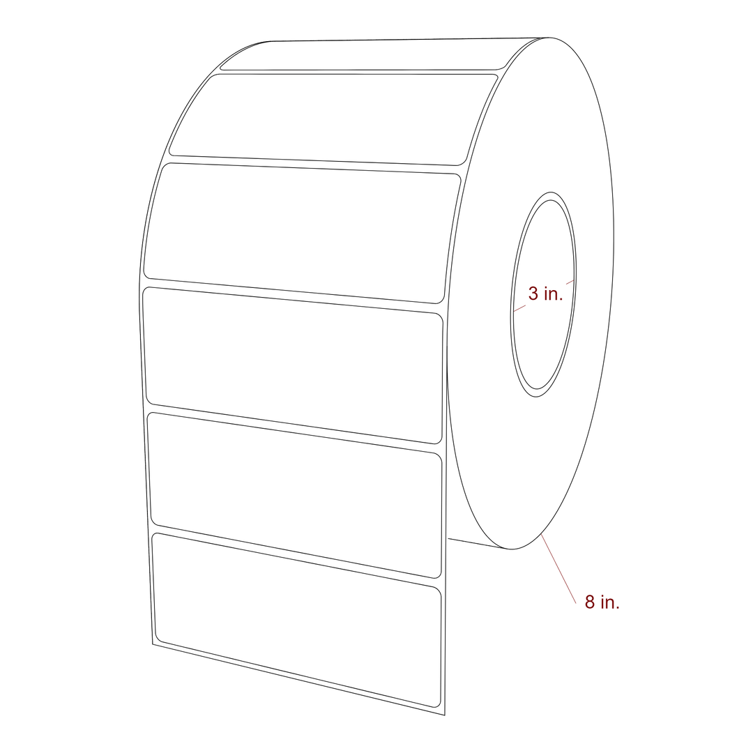 4.75 Inch x 1.75 Inch Rectangle Inkjet Label Roll - 3 Inch Core - 8 Inch Roll OD - 3D Perspective