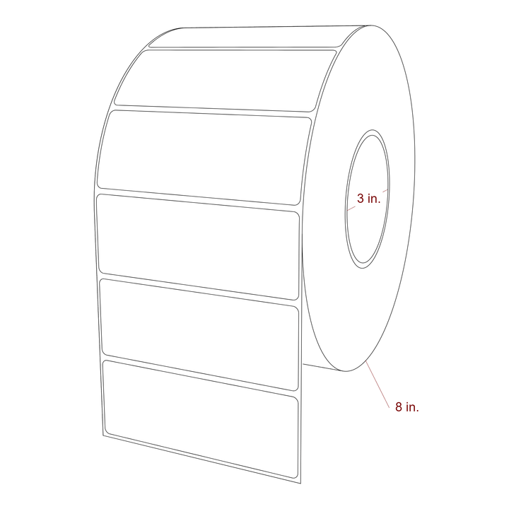 4.75 Inch x 1.75 Inch Rectangle Inkjet Label Roll - 3 Inch Core - 8 Inch Roll OD - 3D Perspective