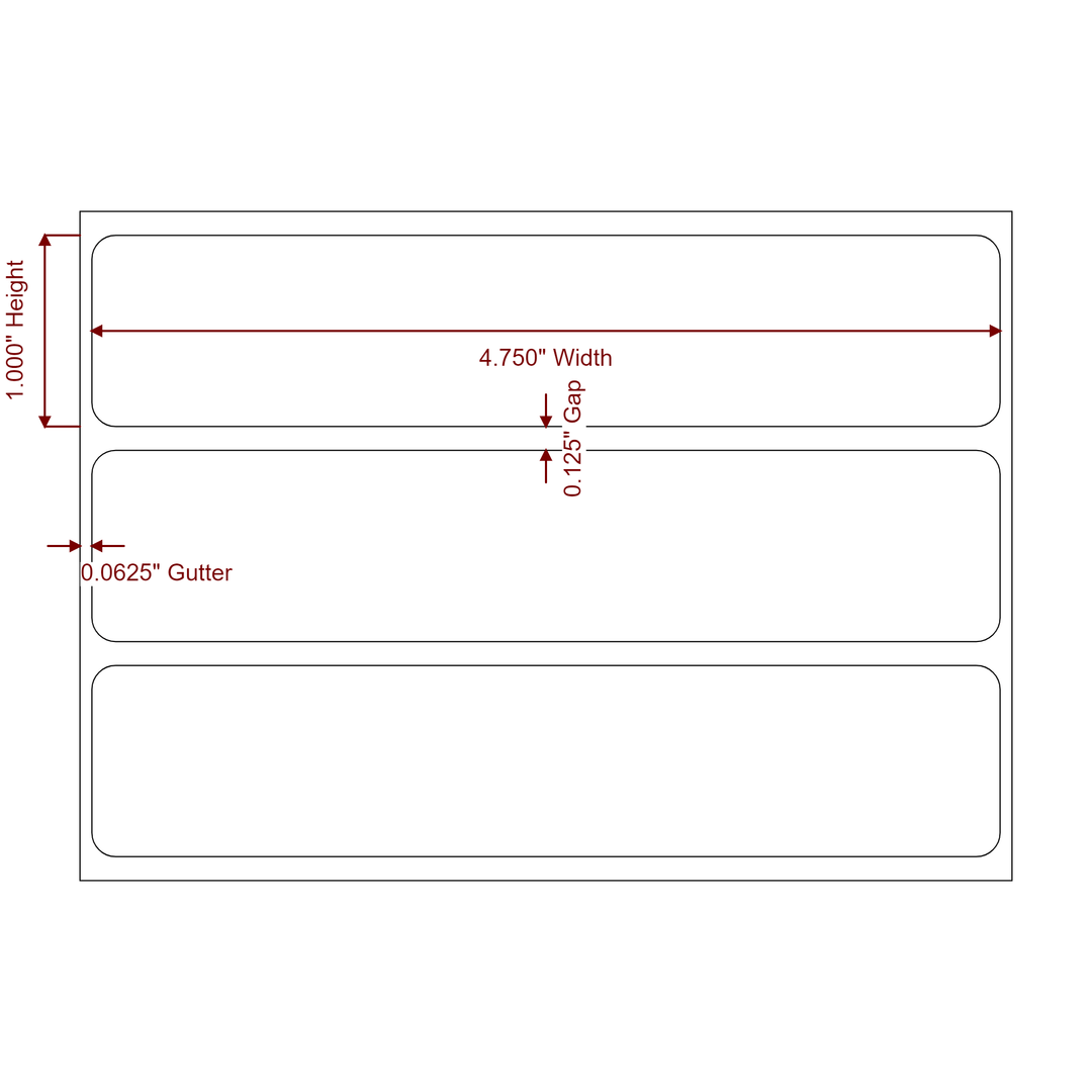4.75 Inch x 1 Inch Rectangle Inkjet Label Roll - 2D Drawing