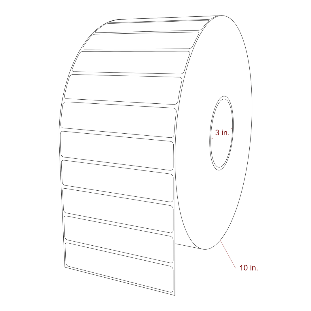 4.75 Inch x 1 Inch Rectangle Inkjet Label Roll - 3 Inch Core - 10 Inch Roll OD - 3D Perspective
