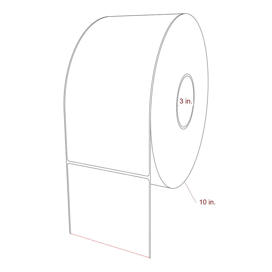 4.75 Inch x 10 Inch Rectangle Inkjet Label Roll - 3 Inch Core - 10 Inch Roll OD - 3D Perspective