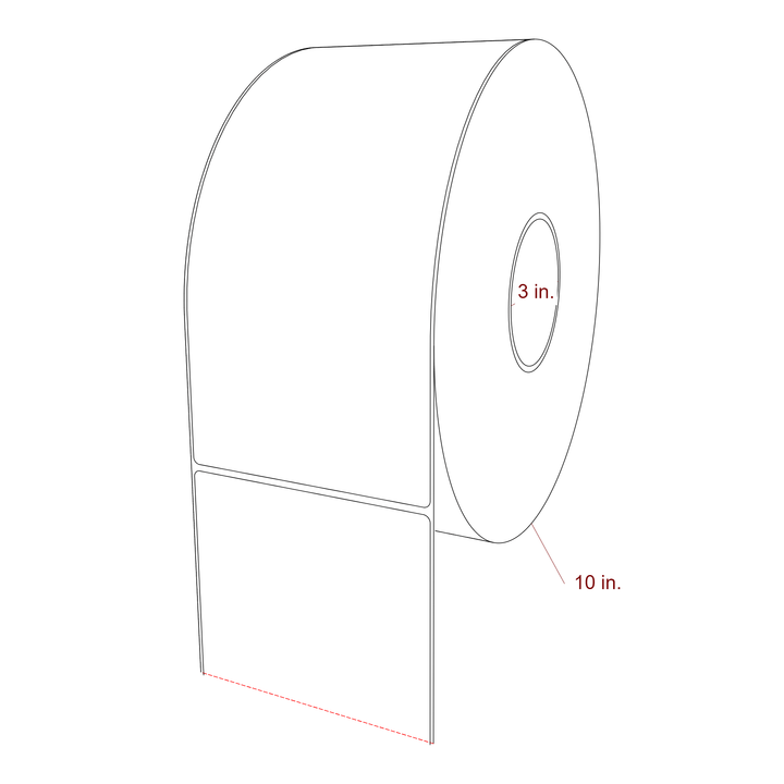 4.75 Inch x 10 Inch Rectangle Inkjet Label Roll - 3 Inch Core - 10 Inch Roll OD - 3D Perspective
