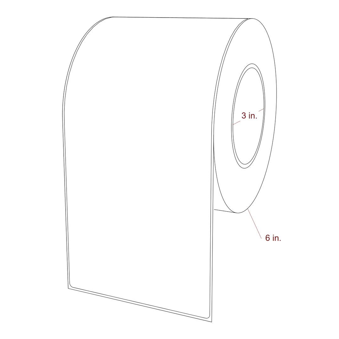 4.75 Inch x 10 Inch Rectangle Inkjet Label Roll - 3 Inch Core - 6 Inch Roll OD - 3D Perspective
