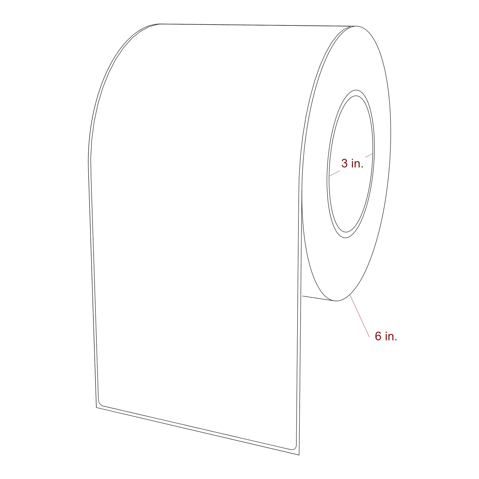 4.75 Inch x 10 Inch Rectangle Inkjet Label Roll - 3 Inch Core - 6 Inch Roll OD - 3D Perspective