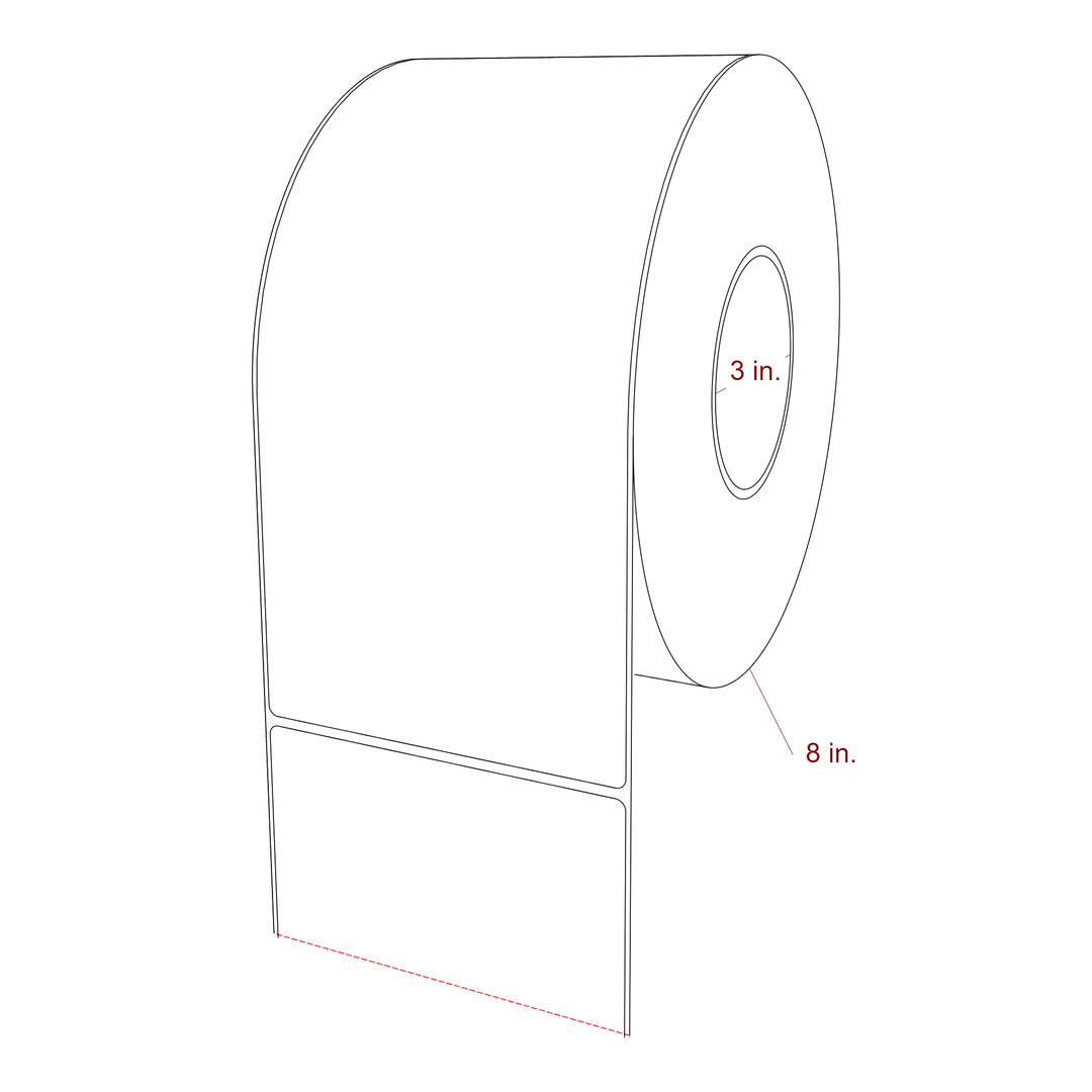4.75 Inch x 10 Inch Rectangle Inkjet Label Roll - 3 Inch Core - 8 Inch Roll OD - 3D Perspective