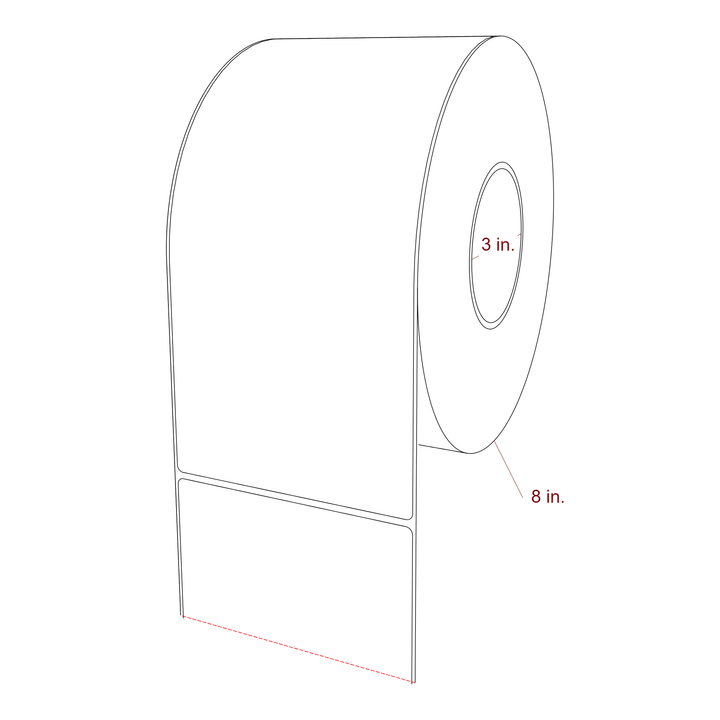 4.75 Inch x 10 Inch Rectangle Inkjet Label Roll - 3 Inch Core - 8 Inch Roll OD - 3D Perspective