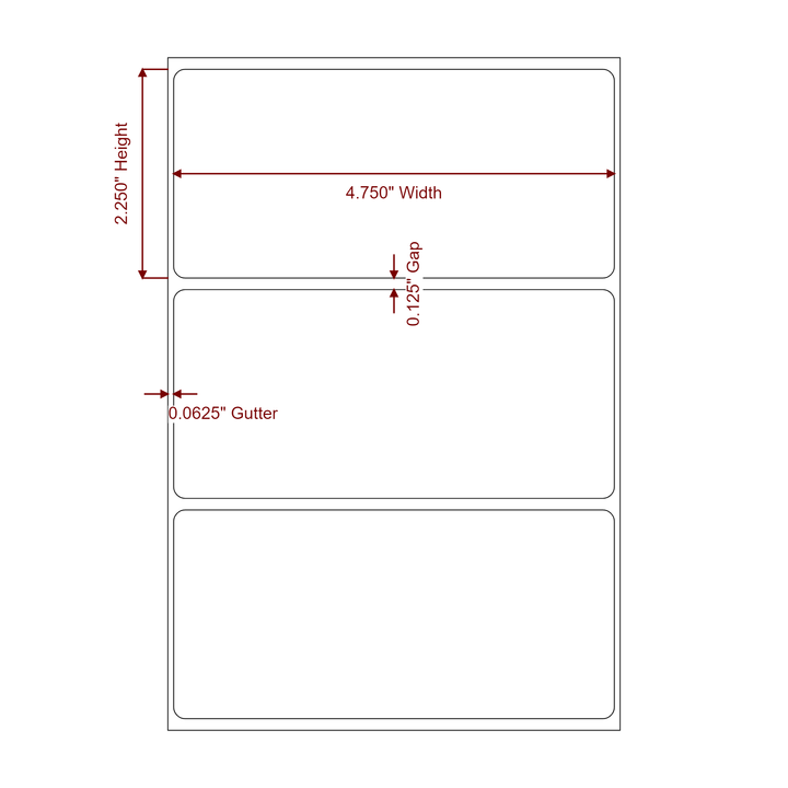 4.75 Inch x 2.25 Inch Rectangle Inkjet Label Roll - 2D Drawing
