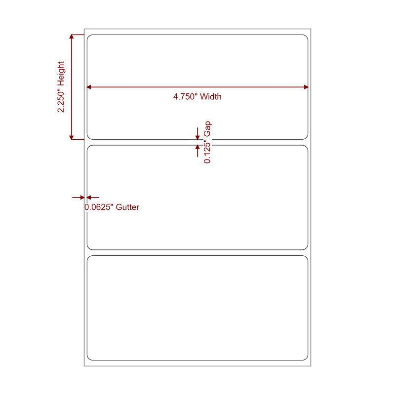 4.75" x 2.25" Inkjet Label Rolls | Fits Epson ColorWorks, VIPColor & Primera - Label Diagram