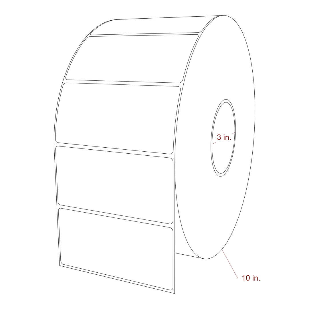 4.75 Inch x 2.25 Inch Rectangle Inkjet Label Roll - 3 Inch Core - 10 Inch Roll OD - 3D Perspective