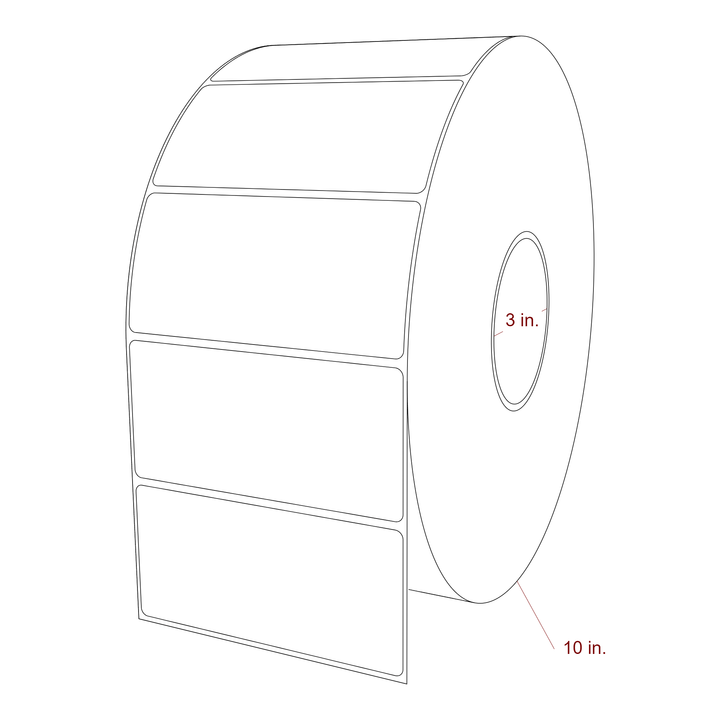 4.75 Inch x 2.25 Inch Rectangle Inkjet Label Roll - 3 Inch Core - 10 Inch Roll OD - 3D Perspective