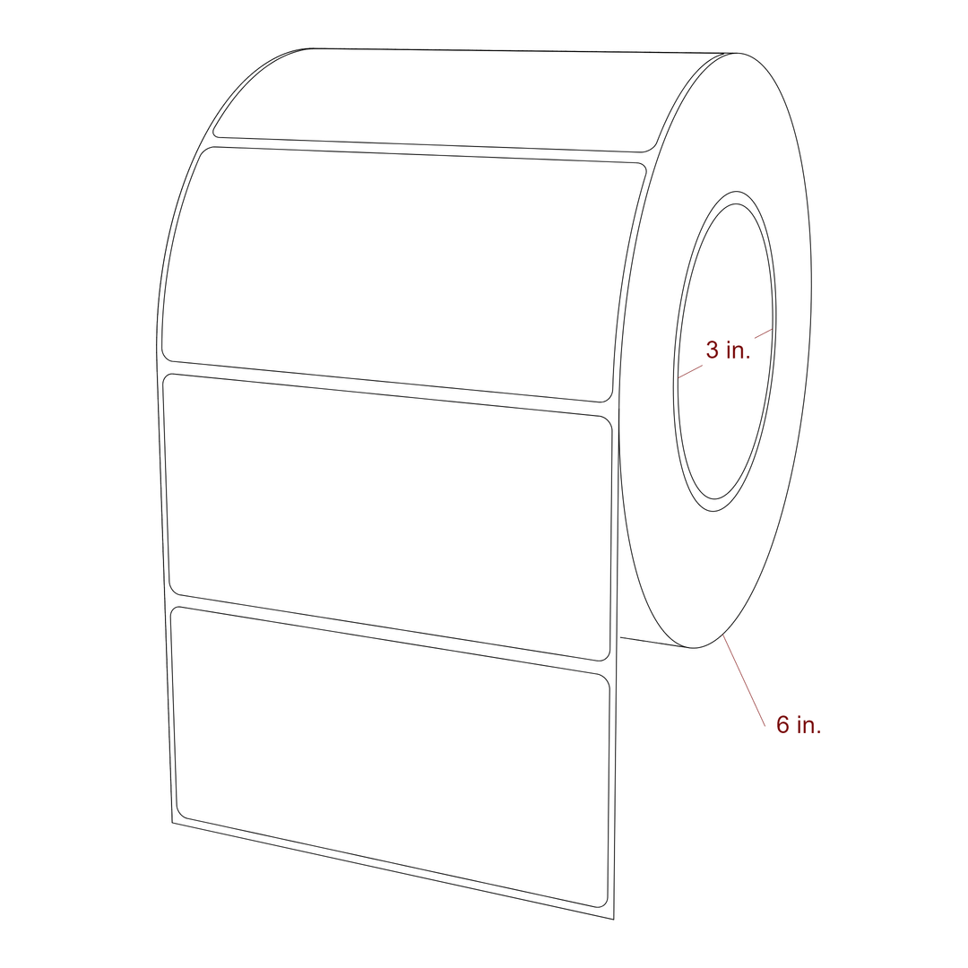 4.75 Inch x 2.25 Inch Rectangle Inkjet Label Roll - 3 Inch Core - 6 Inch Roll OD - 3D Perspective