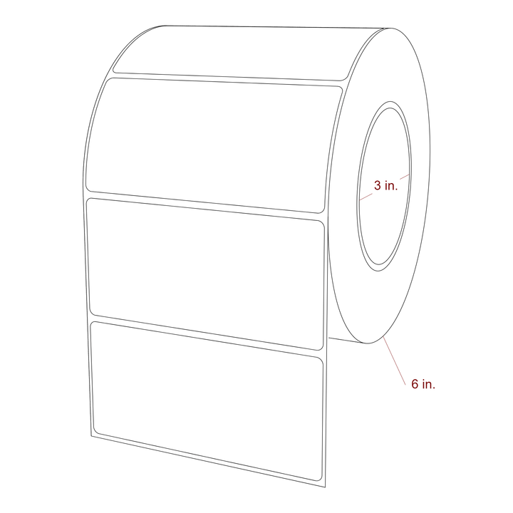 4.75 Inch x 2.25 Inch Rectangle Inkjet Label Roll - 3 Inch Core - 6 Inch Roll OD - 3D Perspective