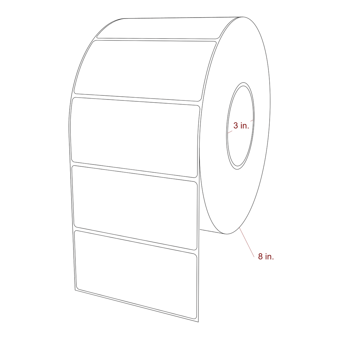 4.75 Inch x 2.25 Inch Rectangle Inkjet Label Roll - 3 Inch Core - 8 Inch Roll OD - 3D Perspective