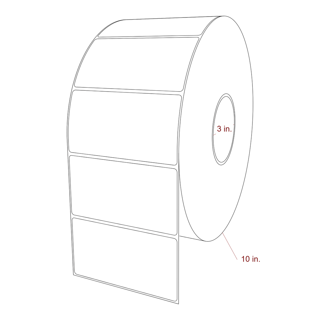 4.75 Inch x 2.5 Inch Rectangle Inkjet Label Roll - 3 Inch Core - 10 Inch Roll OD - 3D Perspective