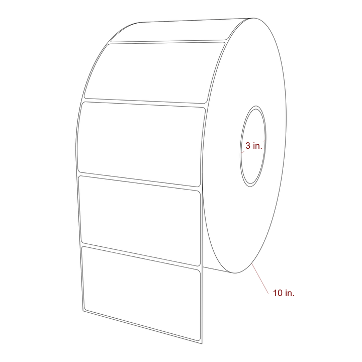 4.75 Inch x 2.5 Inch Rectangle Inkjet Label Roll - 3 Inch Core - 10 Inch Roll OD - 3D Perspective