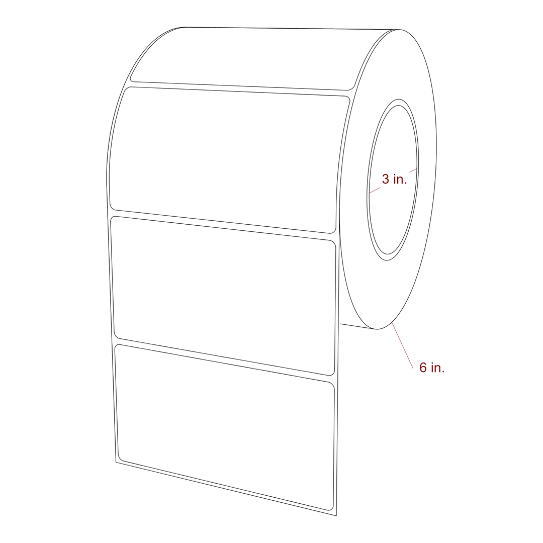 4.75 Inch x 2.5 Inch Rectangle Inkjet Label Roll - 3 Inch Core - 6 Inch Roll OD - 3D Perspective