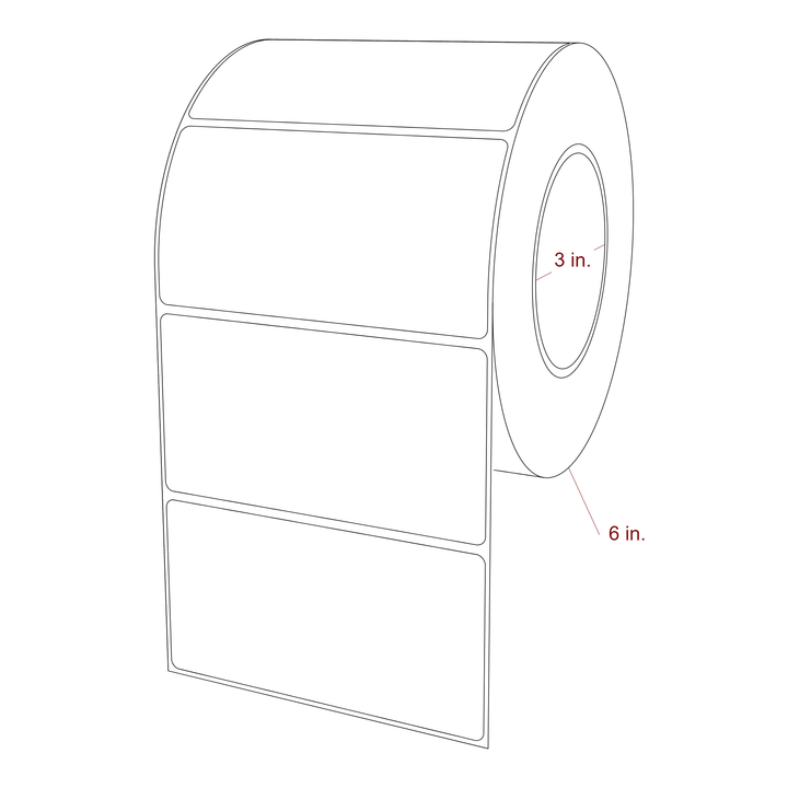 4.75 Inch x 2.5 Inch Rectangle Inkjet Label Roll - 3 Inch Core - 6 Inch Roll OD - 3D Perspective