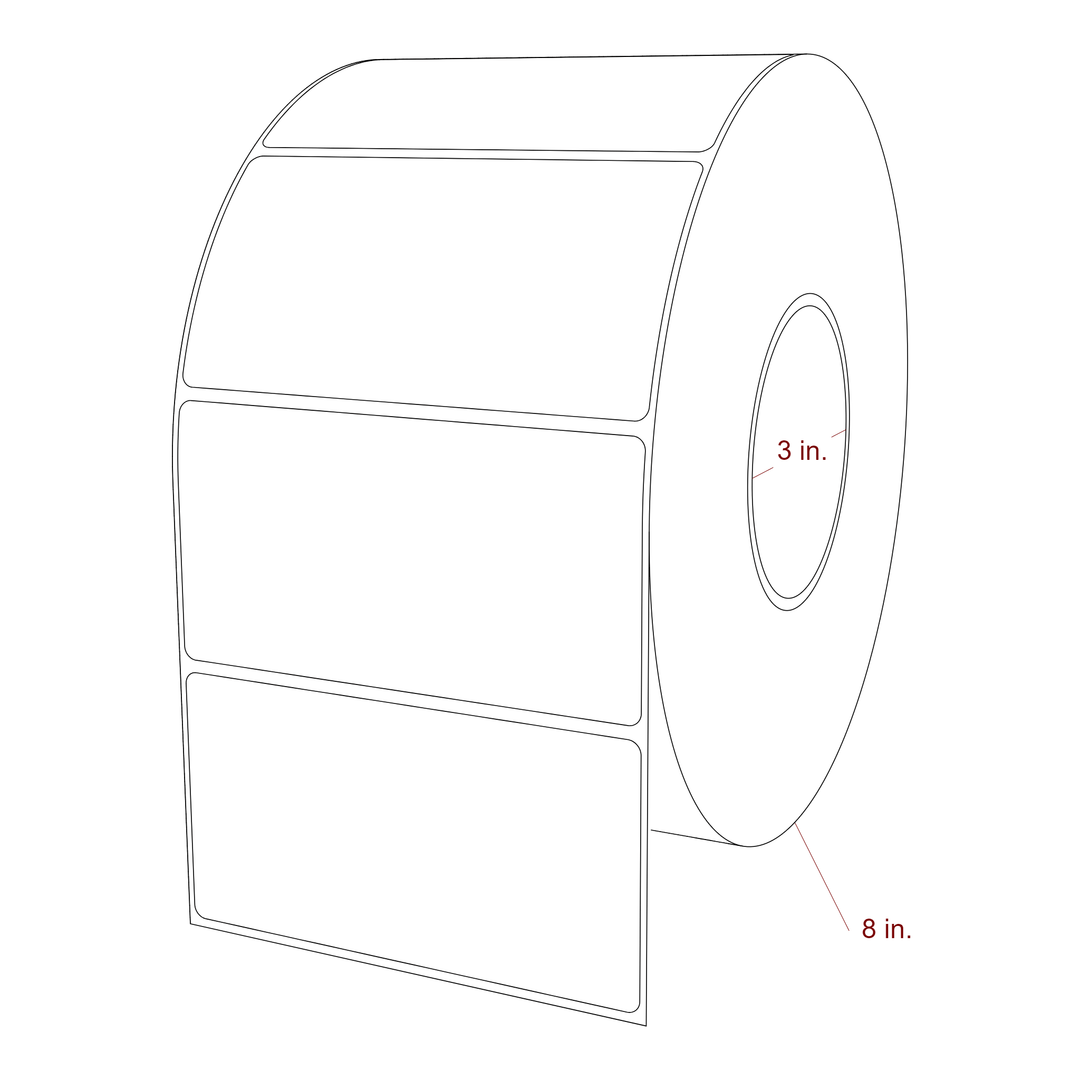 4.75 Inch x 2.5 Inch Rectangle Inkjet Label Roll - 3 Inch Core - 8 Inch Roll OD - 3D Perspective