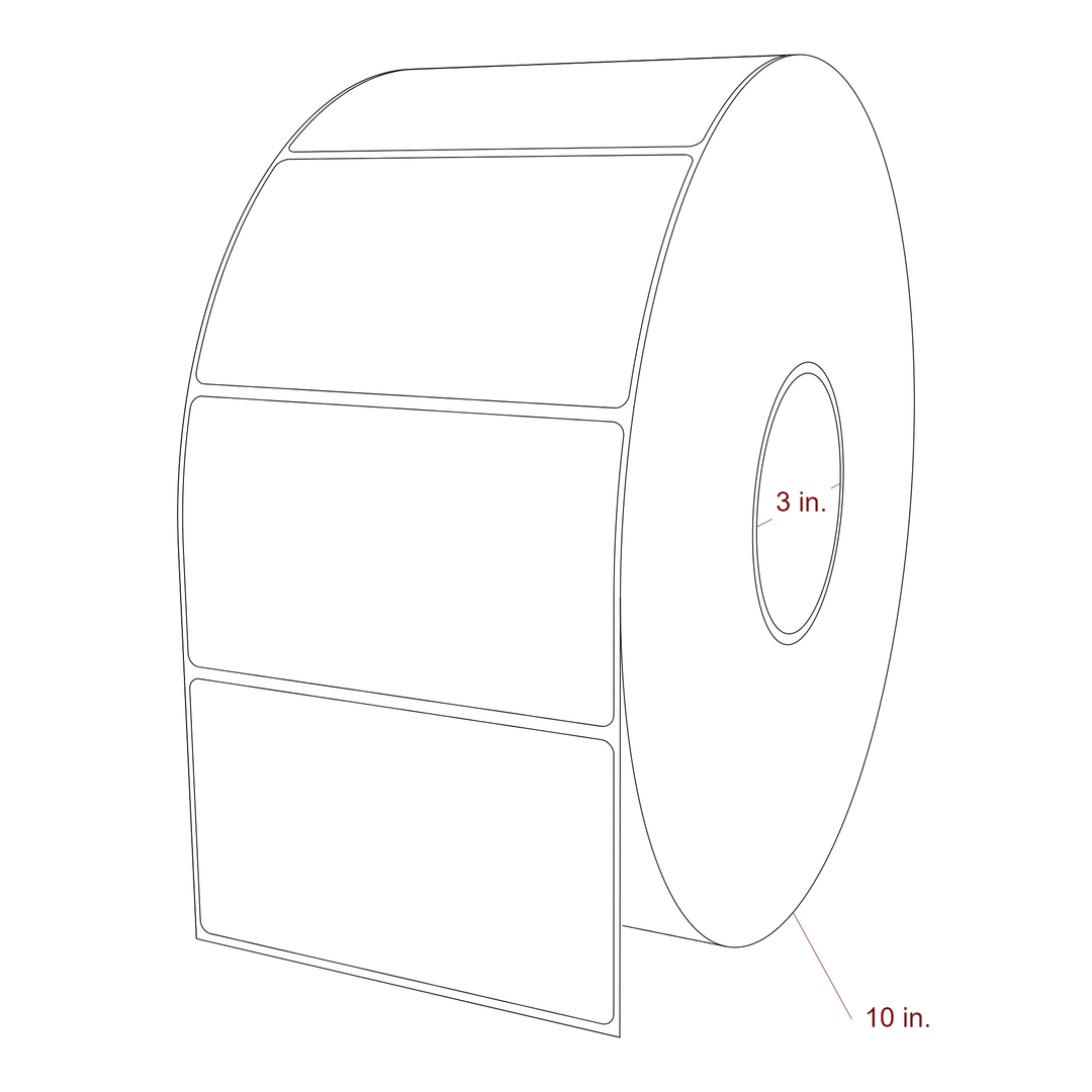 4.75 Inch x 2.75 Inch Rectangle Inkjet Label Roll - 3 Inch Core - 10 Inch Roll OD - 3D Perspective